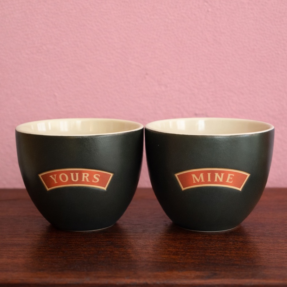 Bailey’s Irish Cream Yours & Mine Cups Set of 2 Ceramic Barware